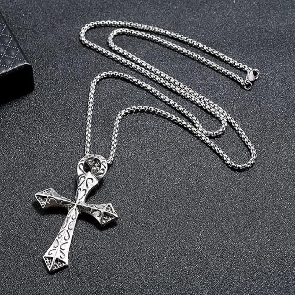 Necklace for Men Women with 23.6'' Stainless Steel Square Pearl Chain